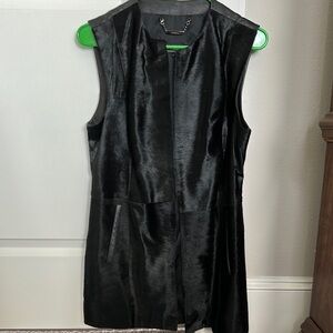 Black Sleeveless Leather Vest | Size S